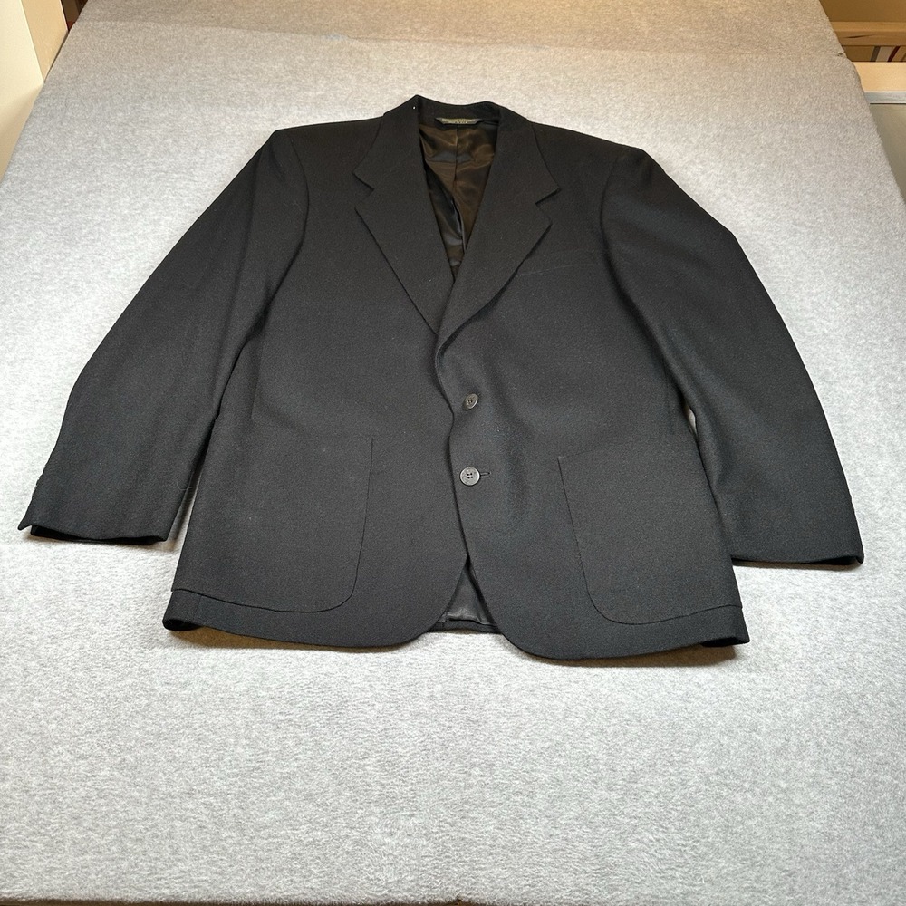 Brooke & Deane Pure Wool Blazer Mens 40R Black Jacket Made In USA NOTE